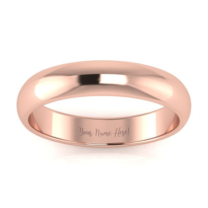 14K Rose Gold 4MM Ladies and Mens Wedding Band, Size 16, Free Engraving